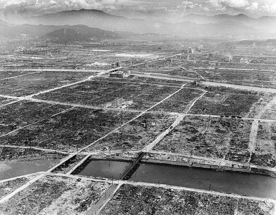 The aftermath of the US atomic bomb explosions in Japan