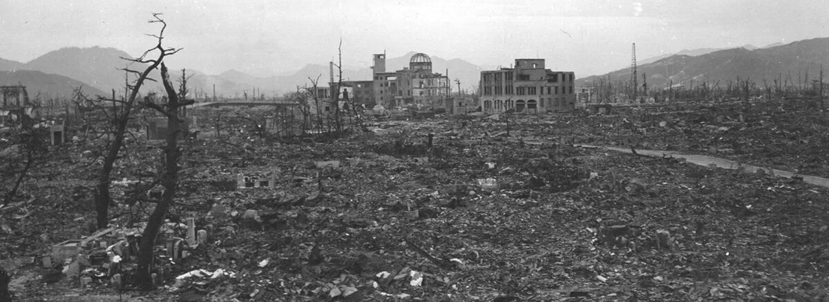 The aftermath of the US atomic bomb explosions in Japan