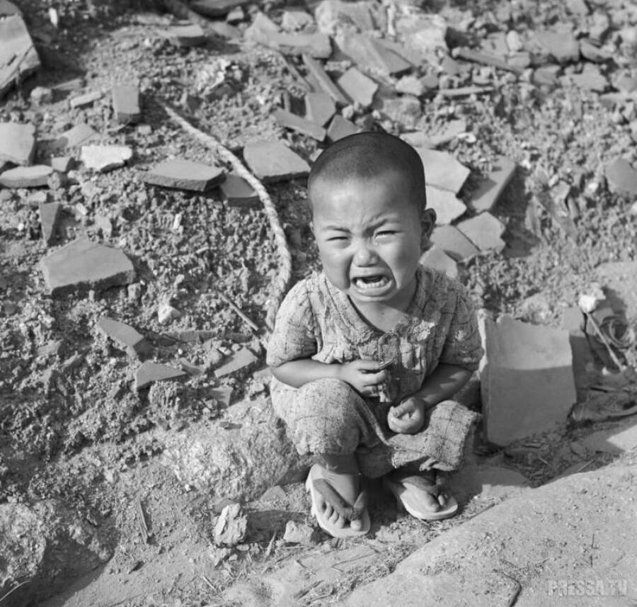 The aftermath of the US atomic bomb explosions in Japan